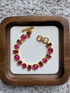 Julie Vos Gold-Tone Bracelet with Pink Stones